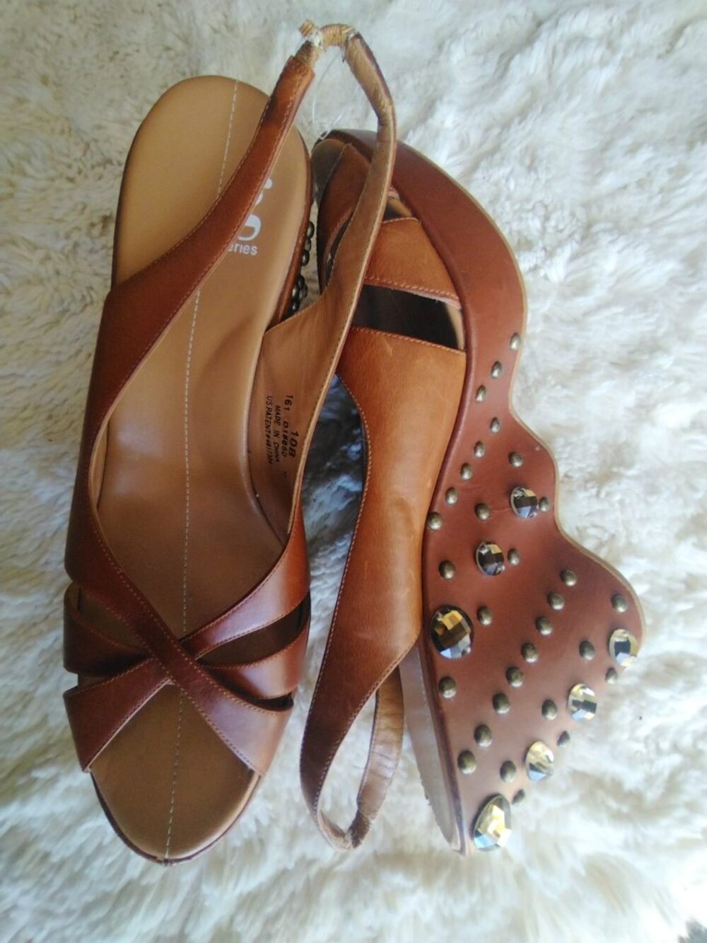 Cole Haan G Series Nike Air Rhinestone High Heel Sandal, Leather, W Size 10B